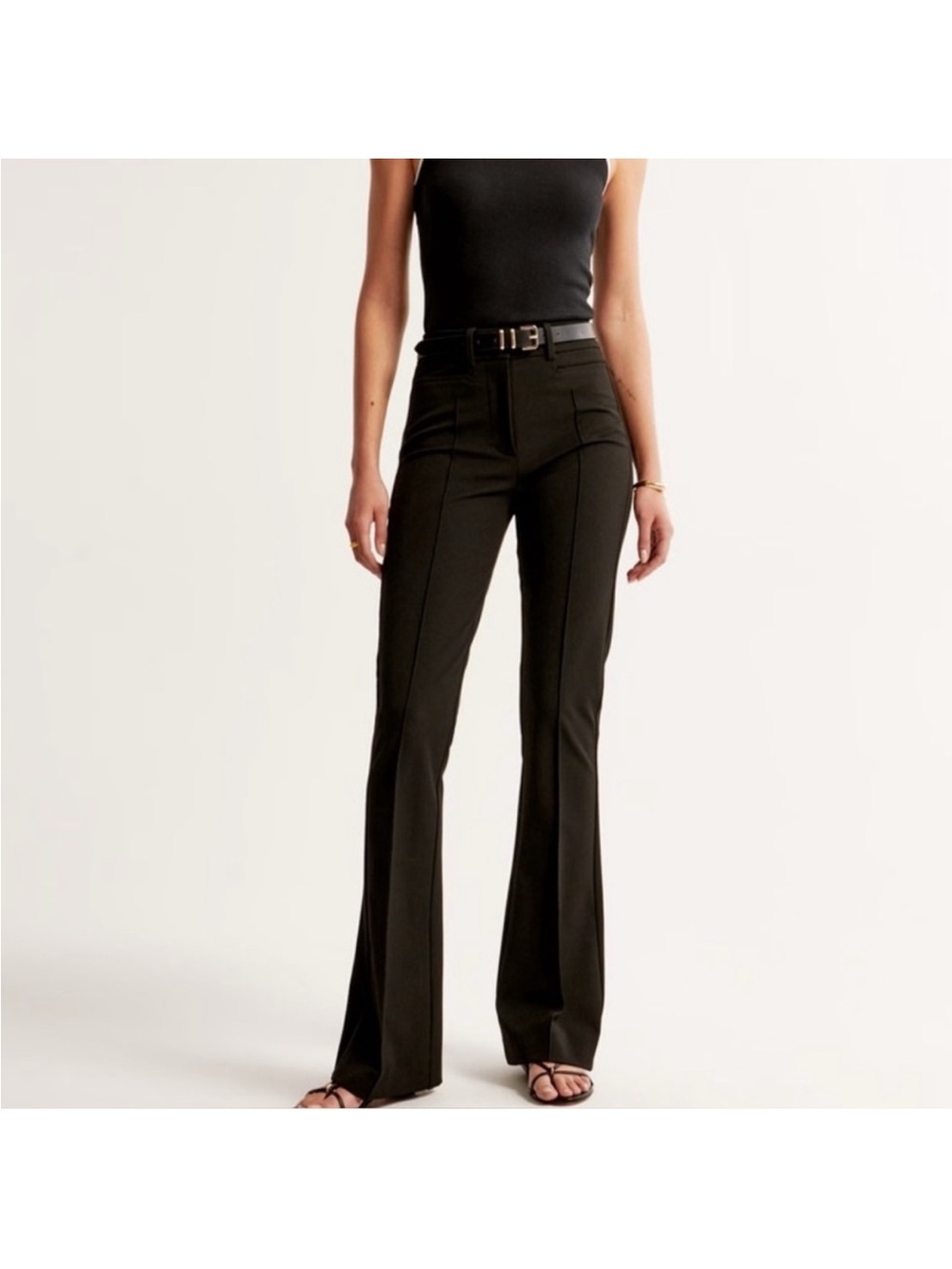 Abercrombie Women's Black High-Waist Flared Pants
